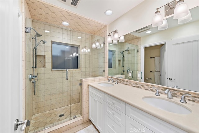 1051 Gaviota Dr, Laguna Beach, CA 92651 - bathroom with a shower stall and double vanity