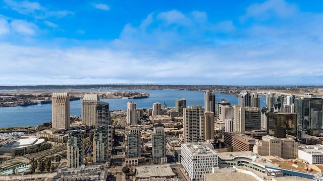 property's view of city with a water view