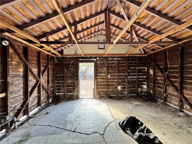 miscellaneous room featuring vaulted ceiling