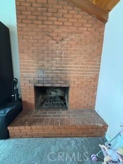 interior details featuring a fireplace