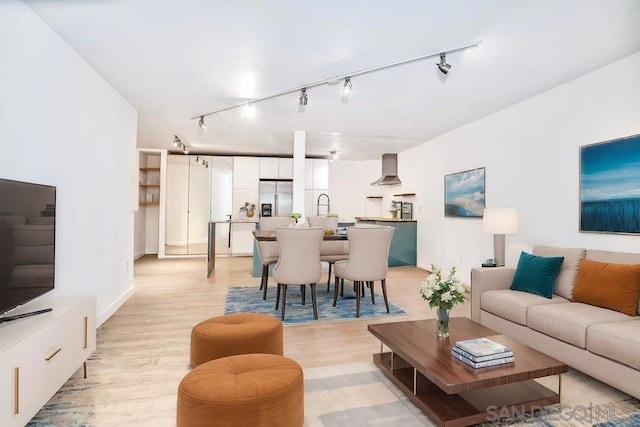 living room featuring light wood-type flooring