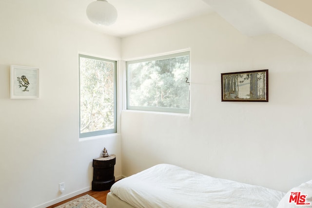 bedroom with hardwood / wood-style flooring