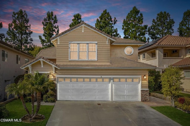 view of property with a garage