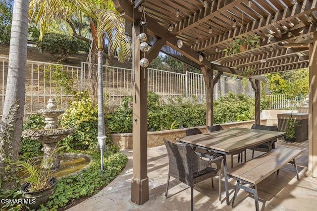 view of patio / terrace featuring a pergola