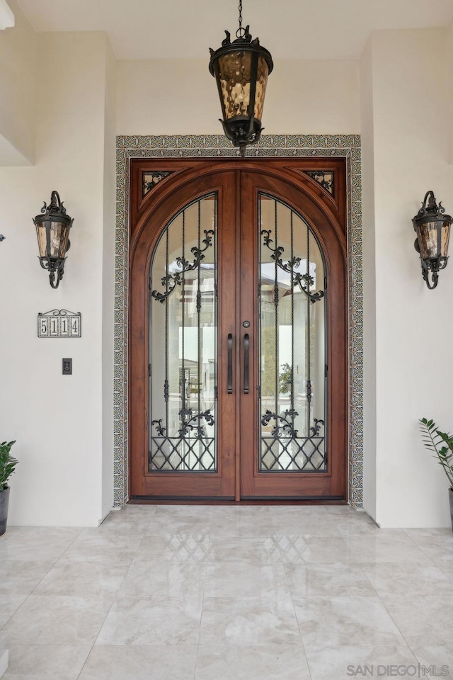 doorway to property with french doors