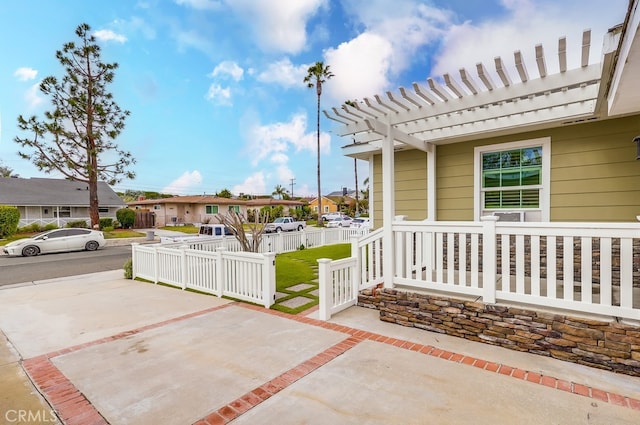 view of patio / terrace featuring a pergola