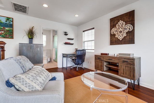 office featuring dark wood-type flooring