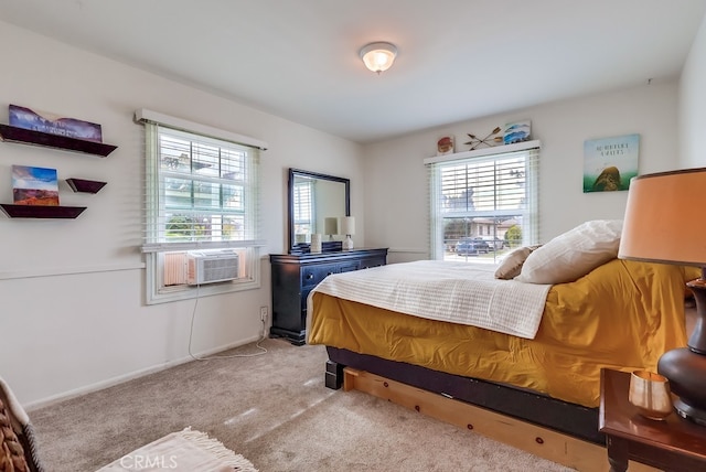 carpeted bedroom featuring cooling unit