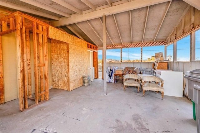 interior space featuring lofted ceiling