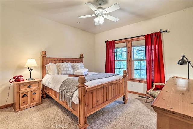 bedroom featuring ceiling fan and carpet flooring