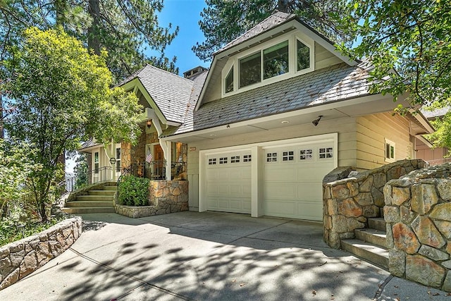 view of front of property with a garage