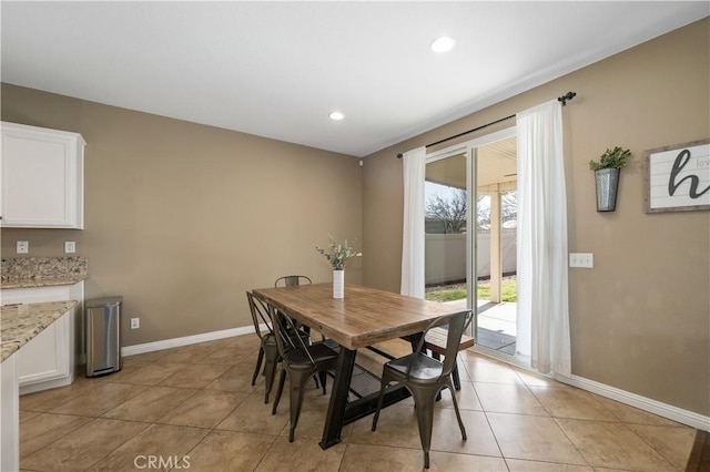 view of tiled dining space