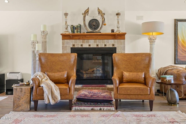 living area featuring wood-type flooring