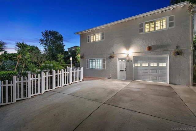 exterior space featuring a garage