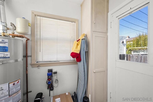 interior space with strapped water heater