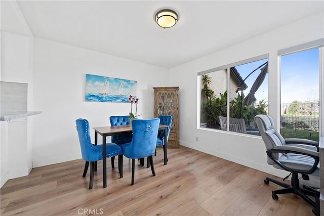 dining area with light hardwood / wood-style flooring