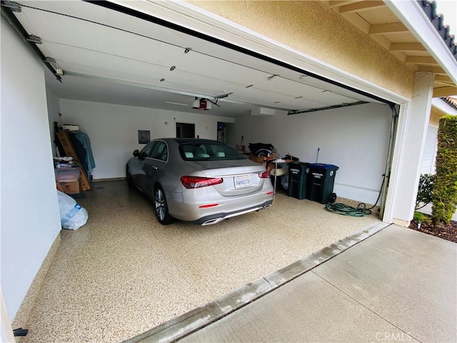 garage with a garage door opener