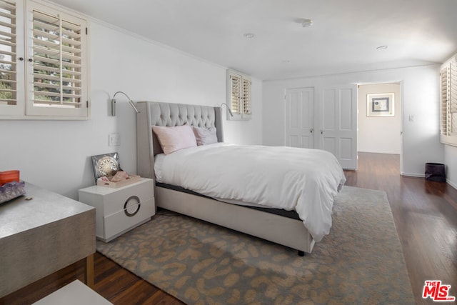 bedroom featuring dark wood-type flooring