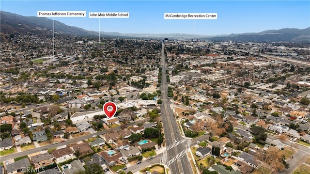 aerial view with a mountain view