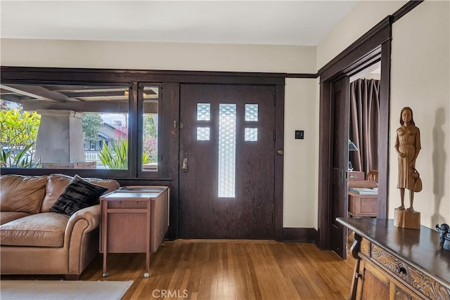 entryway featuring a wealth of natural light and light wood-type flooring