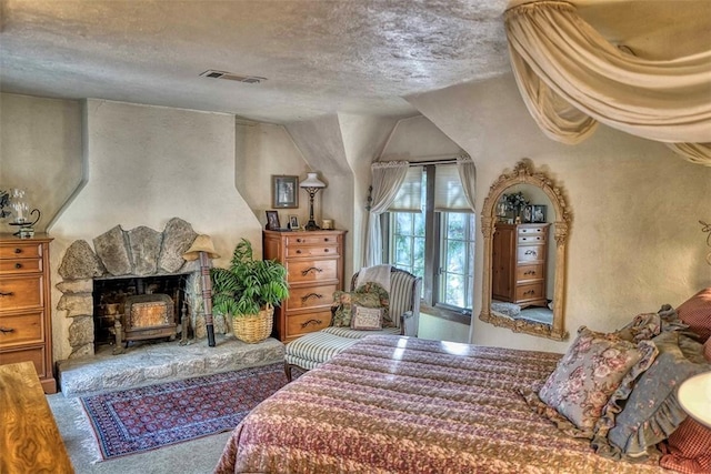 bedroom with a textured ceiling