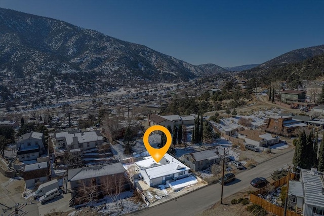 drone / aerial view with a mountain view