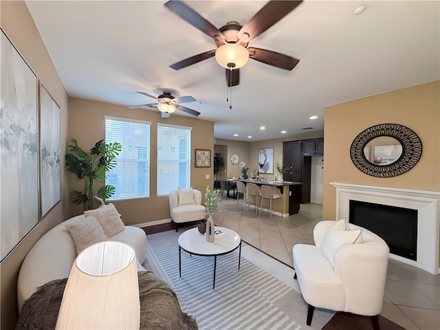 view of tiled living room