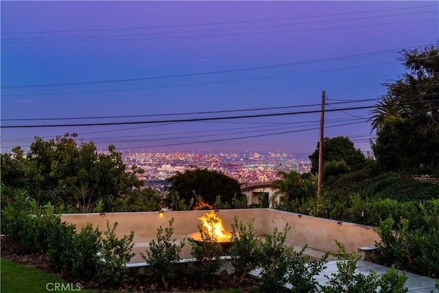 view of yard at dusk