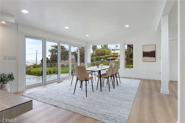 dining area featuring light hardwood / wood-style flooring