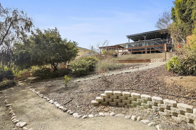 view of yard featuring a deck