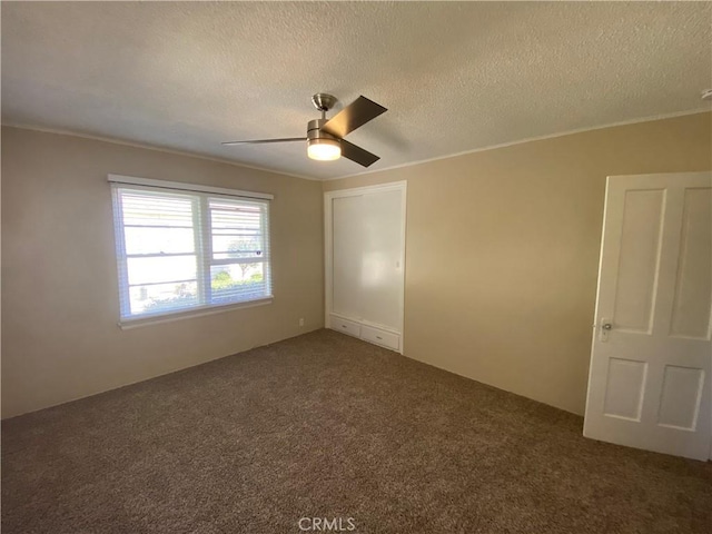 1605 S Atlantic Blvd, Alhambra, CA 91803 - carpeted spare room with a textured ceiling, a ceiling fan, and ornamental molding