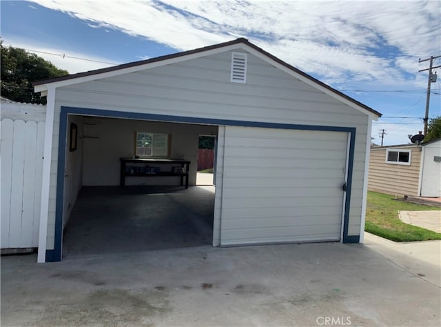 view of garage