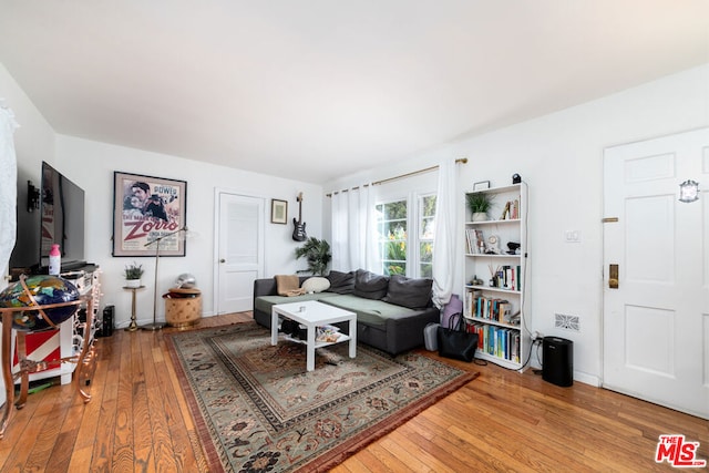 living room with light hardwood / wood-style flooring