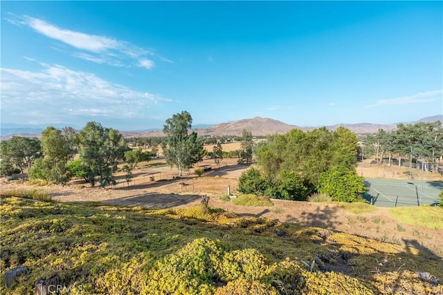 view of mountain feature featuring a rural view