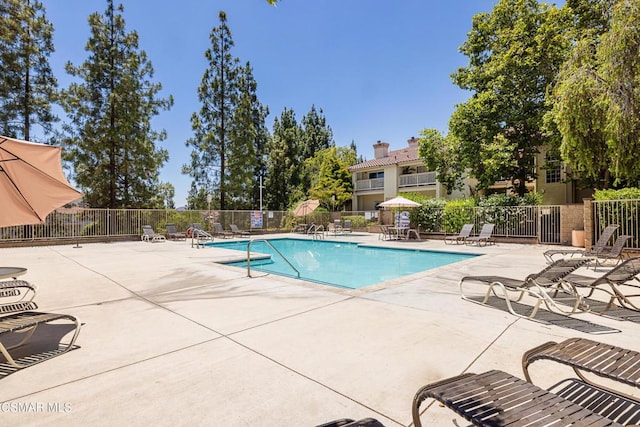 view of pool featuring a patio