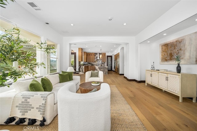 living room featuring light hardwood / wood-style flooring