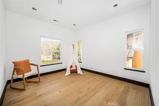 interior space with light hardwood / wood-style flooring