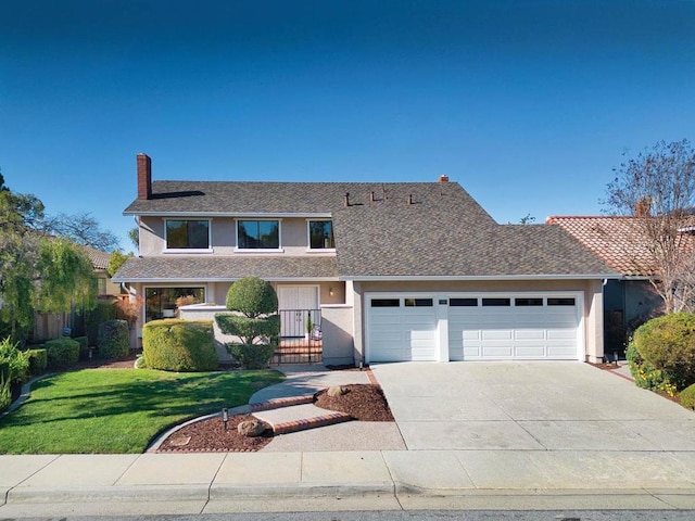 front of property featuring a garage and a front yard