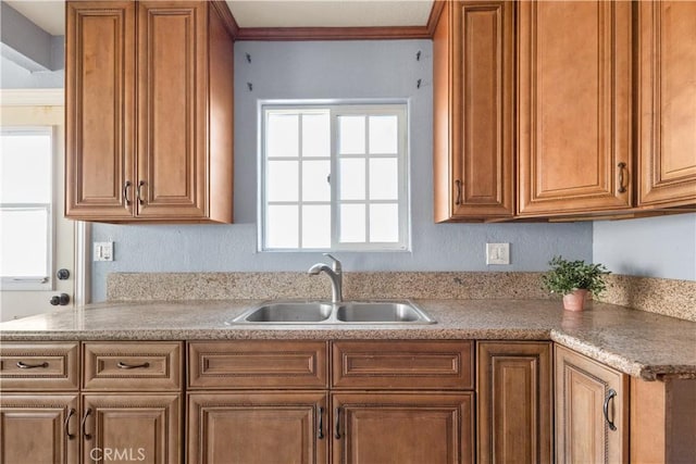 kitchen featuring ornamental molding and sink