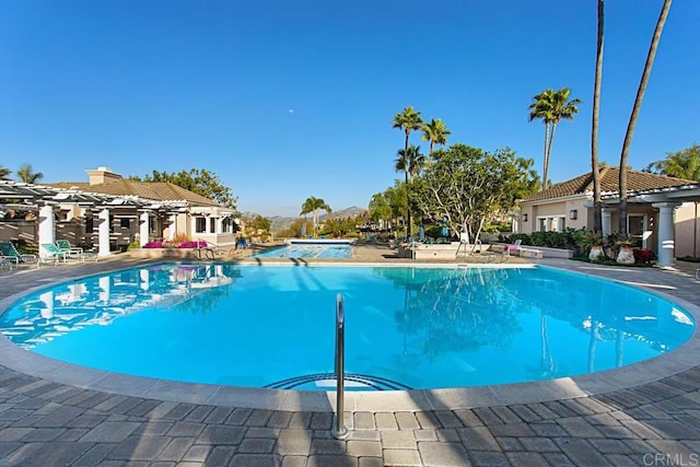 view of swimming pool featuring a patio