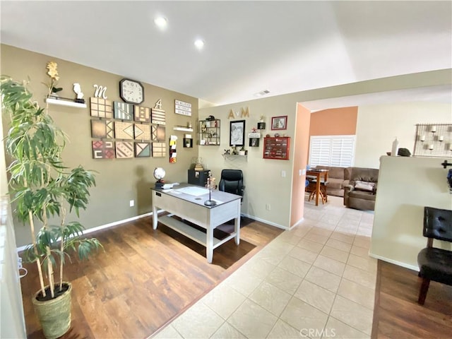 81060 Paloma Cir, Indio, CA 92201 - tiled home office with baseboards and recessed lighting
