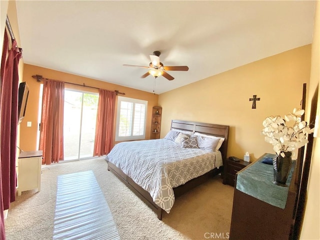 81060 Paloma Cir, Indio, CA 92201 - bedroom with carpet flooring, access to outside, and a ceiling fan