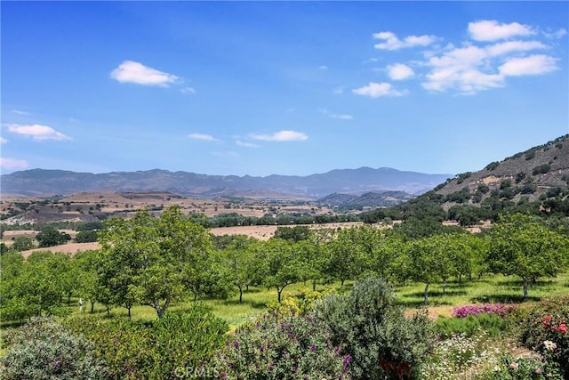 view of mountain feature with a rural view