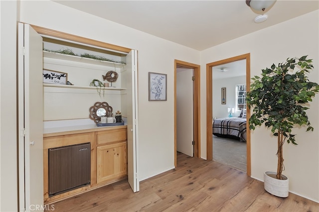 hall featuring light wood-type flooring