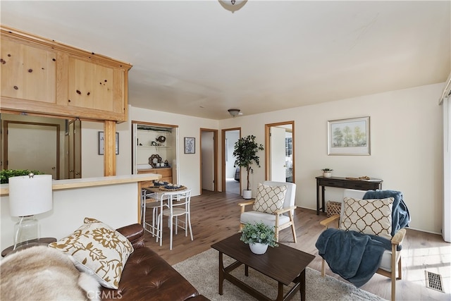 living room with hardwood / wood-style floors