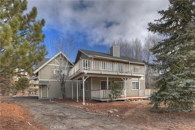 view of front property with a deck