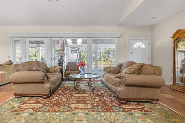 view of tiled living room