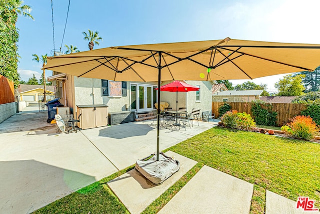 view of patio / terrace featuring french doors