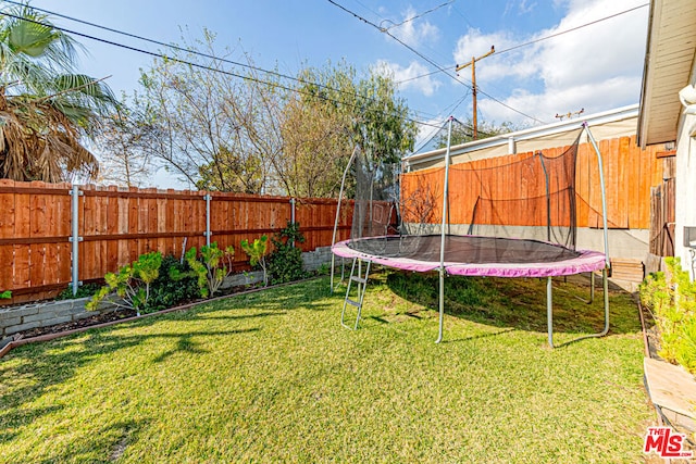 view of yard with a trampoline