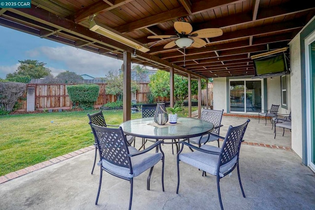 view of patio / terrace featuring ceiling fan